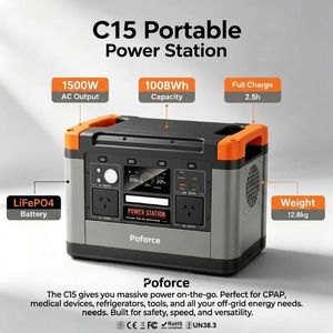Station d'alimentation portable 1500W, générateur solaire <span class=keywords><strong>LiFePO4</strong></span> 1008Wh, crête de puissance 3000W, charge solaire rapide 600W, personnalisation OEM/ODM - Product Image 1