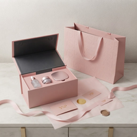 Ensemble d'emballages de luxe sur mesure pour soins de la peau, couleur marron, avec fermeture magnétique, boîte rigide pliable et sac