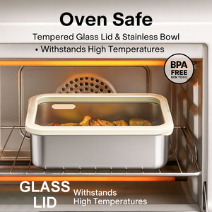 2026 Wholesale Hot selling 304 Stainless Steel Food Storage Container Lunch <b>Box</b> <b>Set</b> with Tempered Glass Lid - Product Image 3