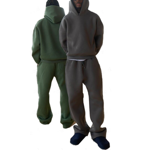 Disesuaikan 600 Gsm 100% katun bulu kebesaran Hoodie longgar Jogger Set pria 2 potong Sweatsuit musim dingin kualitas tinggi Tracksuit - Product Image 1