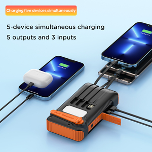 Banque d'alimentation solaire 10000mAh <span class=keywords><strong>Chargeur</strong></span> <span class=keywords><strong>portable</strong></span> d'urgence Manivelle solaire et <span class=keywords><strong>dynamo</strong></span> avec lumière intégrée et câbles Puissance de sortie 20W - Product Image 3