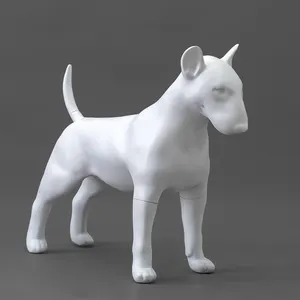 AFELLOW Bullterrier Model Anjing Serat Kaca Manekin Anjing Warna Putih untuk Tampilan Kain Hewan Peliharaan
