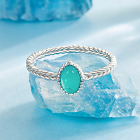 925 argent Sterling Amazonite Solitaire bague délicate empilable pierre de guérison bague Eco Chic minimaliste bijoux cadeau pour les femmes