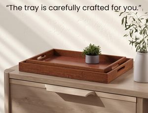 Bamboo Serving <strong>Tray</strong> <strong>with</strong> <strong>Handles</strong>,Decorative <strong>Trays</strong> Platter,Breakfast <strong>Tray</strong> in Bed,Food Drinks <strong>Tray</strong> for Eating,Working,Storing - Product Image 2