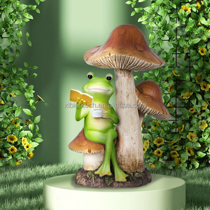 Statue de jardin solaire LED en résine <span class=keywords><strong>avec</strong></span> sculpture réaliste de champignon et de grenouille peinte à la main, thème amour, décoration extérieure - Product Image 5