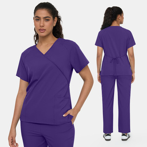 Ensembles d'uniformes médicaux confortables avec col à empiècements et liens dorsaux pour hommes et femmes, uniforme d'infirmière à col en V 42186 - Product Image 2