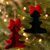 Nouveaux Ornements de Noël 2026 : Pendentifs en Velours pour Arbre de Noël, Décorations Suspendues avec Nœuds, Décoration de Noël pour la Maison