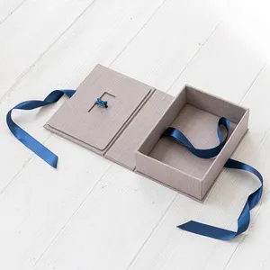 도매 사용자 정의 로고 프리미엄 패브릭 커버 8X10 웨딩 아기 사진 USB 선물 상자 패브릭 기념품 증거 상자
