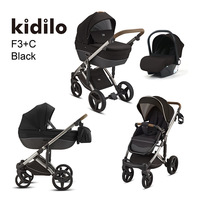 Kidilo Poussette haute trois-en-un pour nouveau-né Léger bidirectionnel pliable avec amortisseur Double panier