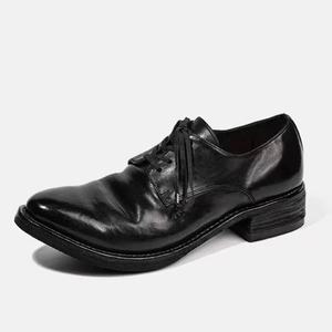 Chaussures Derby en cuir vieilli froissé style japonais et coréen pour hommes, à talon carré <span class=keywords><strong>vintage</strong></span>, faites à la main en cuir de vachette, chaussures habillées Oxford formelles - Product Image 6