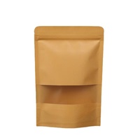 Nouvelles sacs d'emballage Doypack en papier kraft brun écologiques pour aliments avec fenêtre, pochette en papier kraft avec fenêtre