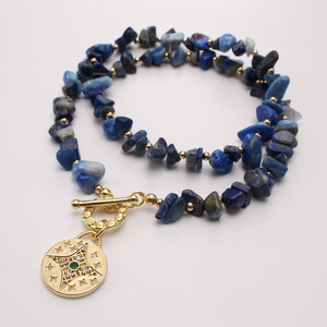 Collier en pierre naturelle <span class=keywords><strong>2022</strong></span> plaqué or véritable, pendentif lune et étoile à la mode, matériau en cuivre pour hommes et femmes, bijoux fins - Product Image 6