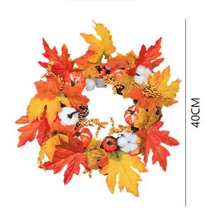 Fleurs et plantes artificielles d'eucalyptus décoration Swag halloween citrouille automne Thanksgiving décorations couronne d'automne