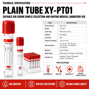 Tube à sérum en verre pour usage vétérinaire, bouchon rouge, 1 ml-10 ml, pour la collecte de sang animal, tube de prélèvement sanguin sous vide - Product Image 4