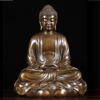 Statue de bouddha thaïlandais en laiton doré, sculpture bouddhiste en bronze en cuivre moulé, vente en gros