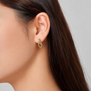 ต่างหูแบบเปิดลายฉลุหลายชั้น สแตนเลสสตีลชุบทอง 14K แบบสุญญากาศ ต่างหูห้อยทรงประติมากรรม - Product Image 5