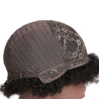 Vente en gros Perruque frisée coupe courte afro bouclée perruques fabriquées à la machine Perruques courtes en cheveux humains de couleur naturelle pour femmes noires