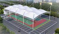 Abri en membrane tendue pour extérieur, en acier galvanisé enduit de PVDF, auvent solaire pour terrain de handball extérieur