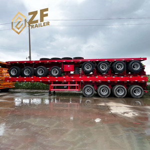 ราคาโรงงาน OEM/ODM รถบรรทุกพ่วงพื้นเรียบ 5 เพลา ขนาด 20 ฟุต 40 ฟุต สำหรับขนส่งตู้คอนเทนเนอร์ 60 ตัน รถพ่วงเหล็ก ZF-Trailer - Product Image 3