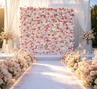 Mur floral en tissu 5D enroulable avec roses et orchidées Phalaenopsis roses pour la décoration de mariage, de fête et de photomaton