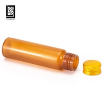 Flacon vide rond en ambre pour sirop contre la toux, flacon de médicament liquide de 50 ml en plastique PP avec bouchon à vis en aluminium
