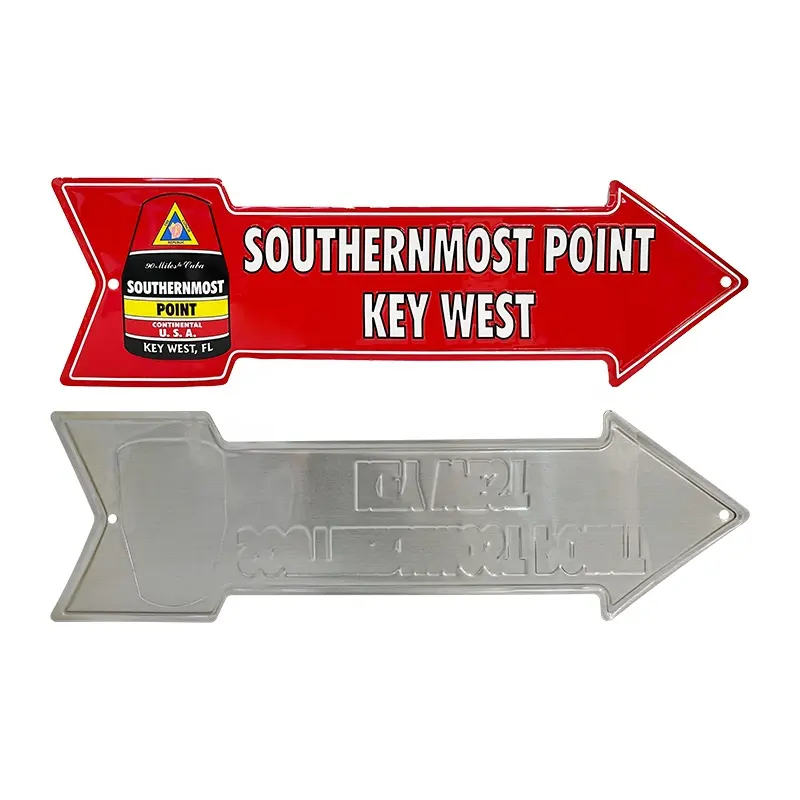 Custom U.s.a Key West Logo Kentekenplaten Metaal Aluminium Naamplaatje Met 6 Kleuren Uv Printing Spuitgieten En Snijden Technieken