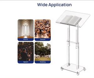 แท่นยืนพูดอะคริลิค ปรับมุมและปรับความสูงได้ แท่นบรรยายเคลื่อนที่และแท่นเทศน์ ใช้ในห้องเรียน/ห้างสรรพสินค้า เฟอร์นิเจอร์เชิงพาณิชย์อเนกประสงค์ - Product Image 3