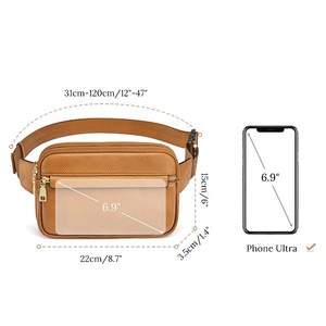 Bsci กระเป๋าคาดลำตัวหนัง PU สำหรับผู้ชายกระเป๋าคาดเอวทรงแมสเซนเจอร์ขนาดเล็กลายโลโก้เข็มขัด - Product Image 2