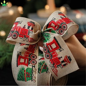 Pita Natal Buatan dengan Tepi Kawat, Motif Santa Claus, Kepingan Salju, Mobil, dan Goni Vintage untuk Dekorasi Pohon Natal - Product Image 3