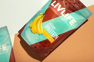 Bolsa de plástico de pie con impresión UV personalizada, bolsa de aperitivos de proteína vegana resellable, bolsas de Mylar con cierre de cremallera - Product Image 3