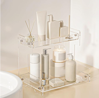 Morich Porte-papier toilette autoportant en plastique transparent résistant à l'eau avec étagère de rangement pour téléphone, sans outil