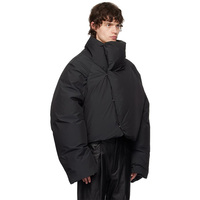 Veste en duvet matelassée de luxe à col entonnoir imperméable en nylon noir personnalisée OEM