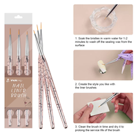 Pinceaux à ongles triangulaires à manche en bois 8/11/13MM, outils de nail art, stylos de précision pour gel UV, dessin de fleurs, fournitures pour ongles