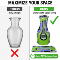 Vase en plastique pliable à imprimé floral de style européen pour la décoration de table de mariage, manchon à fleurs incassable et pliable à plat