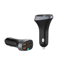 Chargeur de voiture USB C 70W pour iPhone 17 Pro, chargeur de voiture 4 ports à charge rapide, chargeur de téléphone de voiture Type C PD&QC3.0 pour téléphones mobiles