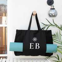 Tas matras Yoga katun 26 inci kustom tas Gym ramah lingkungan dengan tempat matras Yoga Aksesori Yoga tas Tote olahraga untuk wanita