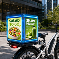 Affichage publicitaire numérique LED à 3 faces monté sur vélo, 500x500x500mm, étanche, pour la promotion de la livraison de salades et de plats