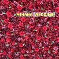 2025 High-end kustom bunga merah dinding kualitas tinggi bunga buatan latar belakang pernikahan, digunakan untuk dekorasi pernikahan