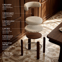 Tabouret de bar haut en bois massif au design moderne et épuré, avec repose-pieds, sans accoudoirs, assise en cuir véritable, pour bar à domicile et cuisine