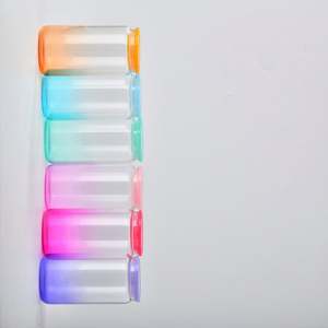 Gobelets en verre pour café glacé de 16 oz, verre transparent coloré pour sublimation avec couvercle en plastique et paille - Product Image 4