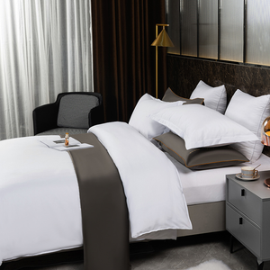 Ensemble de literie en satin rayé blanc de luxe pour hôtel 5 étoiles, doux et confortable, housse de couette 100% coton pour usage domestique - Product Image 3