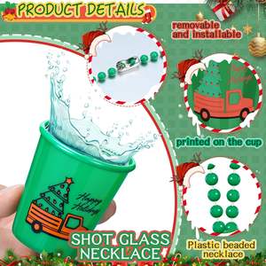 子供のためのビーズのカラフルなネックレスカップのクリスマスプラスチックショットグラスクリスマスの誕生日パーティー用品 - Product Image 4
