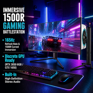 PC para Juegos con Anillo de Iluminación RGB Trasero Opcional, Pantalla Curva de <span class=keywords><strong>34</strong></span> Pulgadas 1500R 3440x1440 165Hz, Intel <span class=keywords><strong>Core</strong></span> <span class=keywords><strong>I5</strong></span>, DDR4, SSD, Windows 11, Negro - Product Image 1