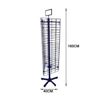 Présentoir rotatif moderne en métal triangulaire, écologique, recyclable, avec panneaux en treillis métallique détachables et revêtement poudré