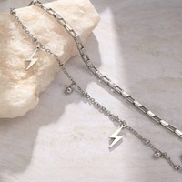 Bracelets à double couche avec pendentif croix éclair style hip-hop punk pour hommes, accessoires de bijoux quotidiens