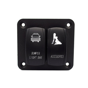 สวิตช์โยกแบบกันน้ำ 2 ช่อง 12V SPST แผงอลูมิเนียม ไฟ LED สวิตช์เปิด-ปิด สำหรับเรือ รถยนต์ สวิตช์โยกแบบเลเซอร์ - Product Image 1
