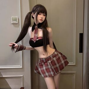 Sexy lingerie, sensual and alluring JK pleated skirt, seductive lingerie outfit, preppy style, qqny set - Product Image 3