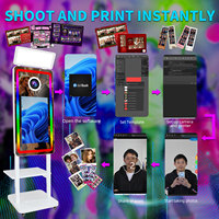 Nouvelle cabine photo numérique avec imprimante intégrée, écran tactile 21,5 pouces, miroir magique pour selfies, machine photobooth pour fêtes à thème ballons