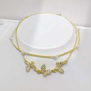 Pulseras de cadena minimalistas de plata de ley 925 al por mayor, chapadas en oro de 14k, con dijes de mariposa de circonita para niñas, ideales para el verano. - Product Image 3