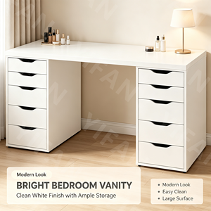YIFAN Modern <strong>White</strong> Dressing Tables <strong>Vanity</strong> Table Lagkapten/Alex <strong>Desk</strong> with Big Storage Many Drawers Useful - Product Image 2